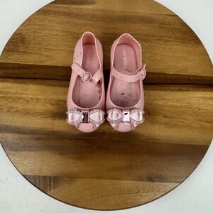 Little Kids Mini Melissa Mini Sweet Love IV Pink Bow Mary Jane Flats Size 10 GUC